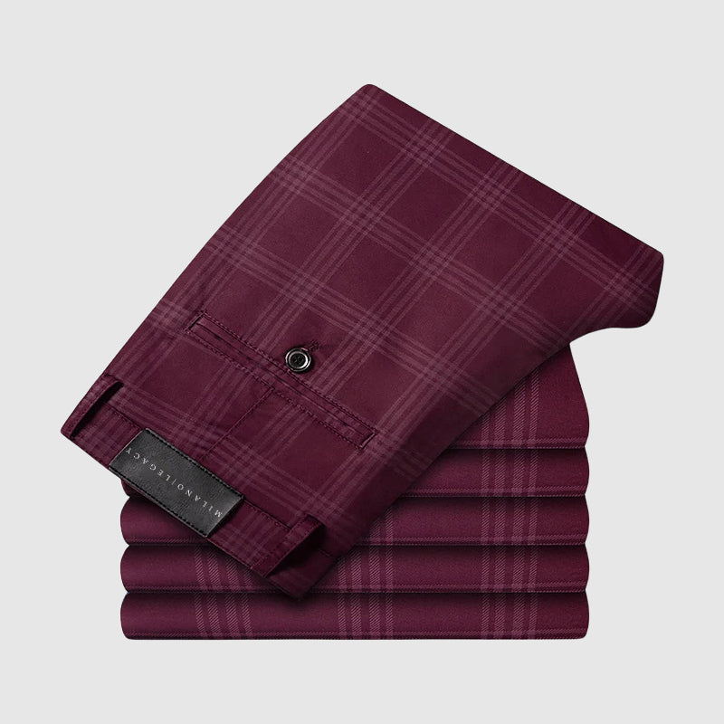 Smart leg pants for men | Plaid Straight -7