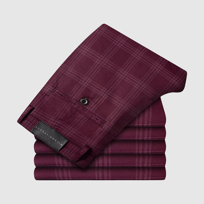 Smart leg pants for men | Plaid Straight -7