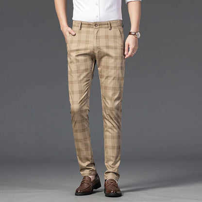 Smart leg pants for men | Plaid Straight -9