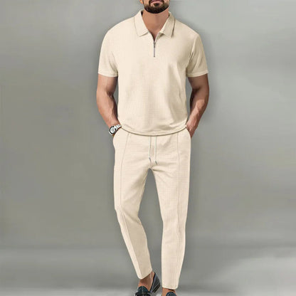 Relaxed two-piece casual zip-up collar set for men | Milan -4