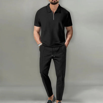 Relaxed two-piece casual zip-up collar set for men | Milan -1