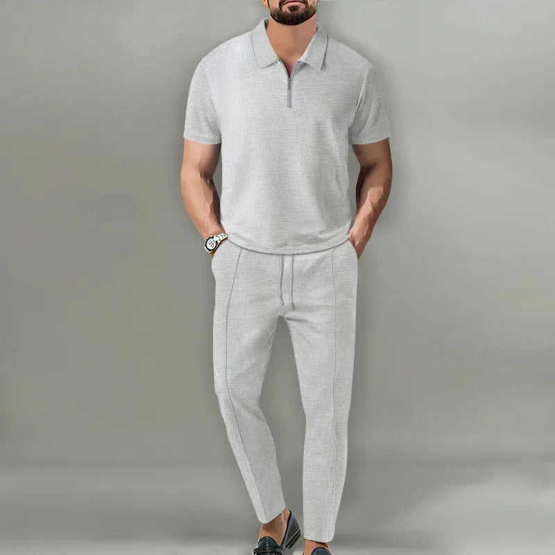 Relaxed two-piece casual zip-up collar set for men | Milan -3