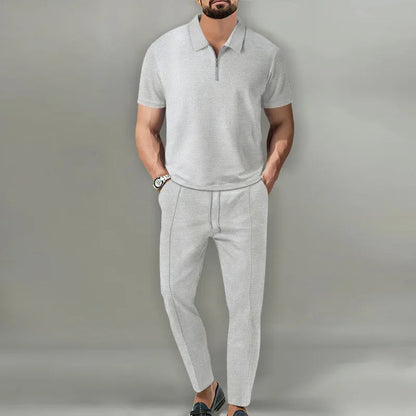 Relaxed two-piece casual zip-up collar set for men | Milan -3