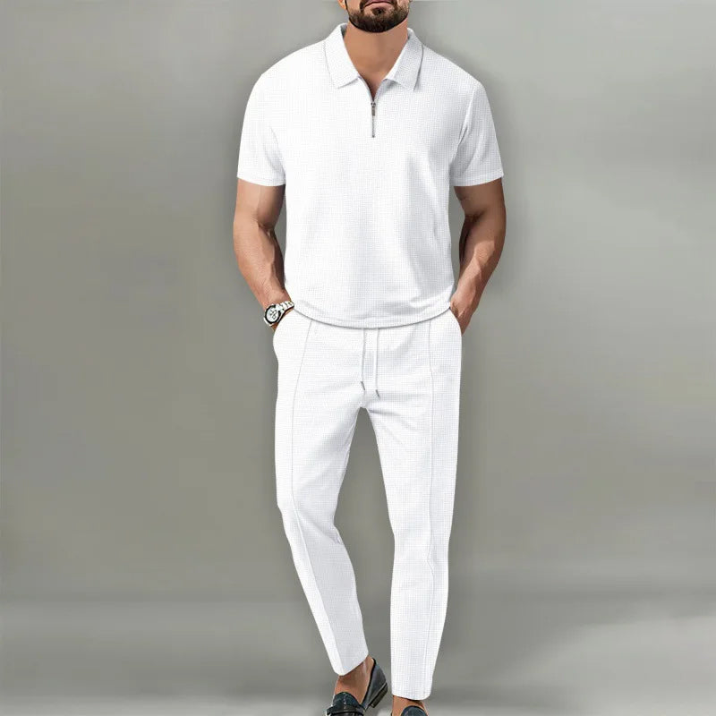 Relaxed two-piece casual zip-up collar set for men | Milan -2