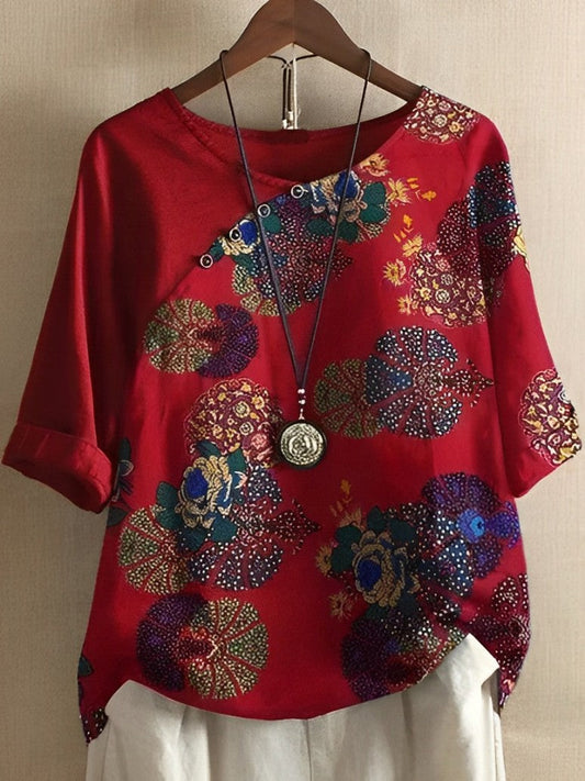 Floral short sleeves shirt for women | Livia -1