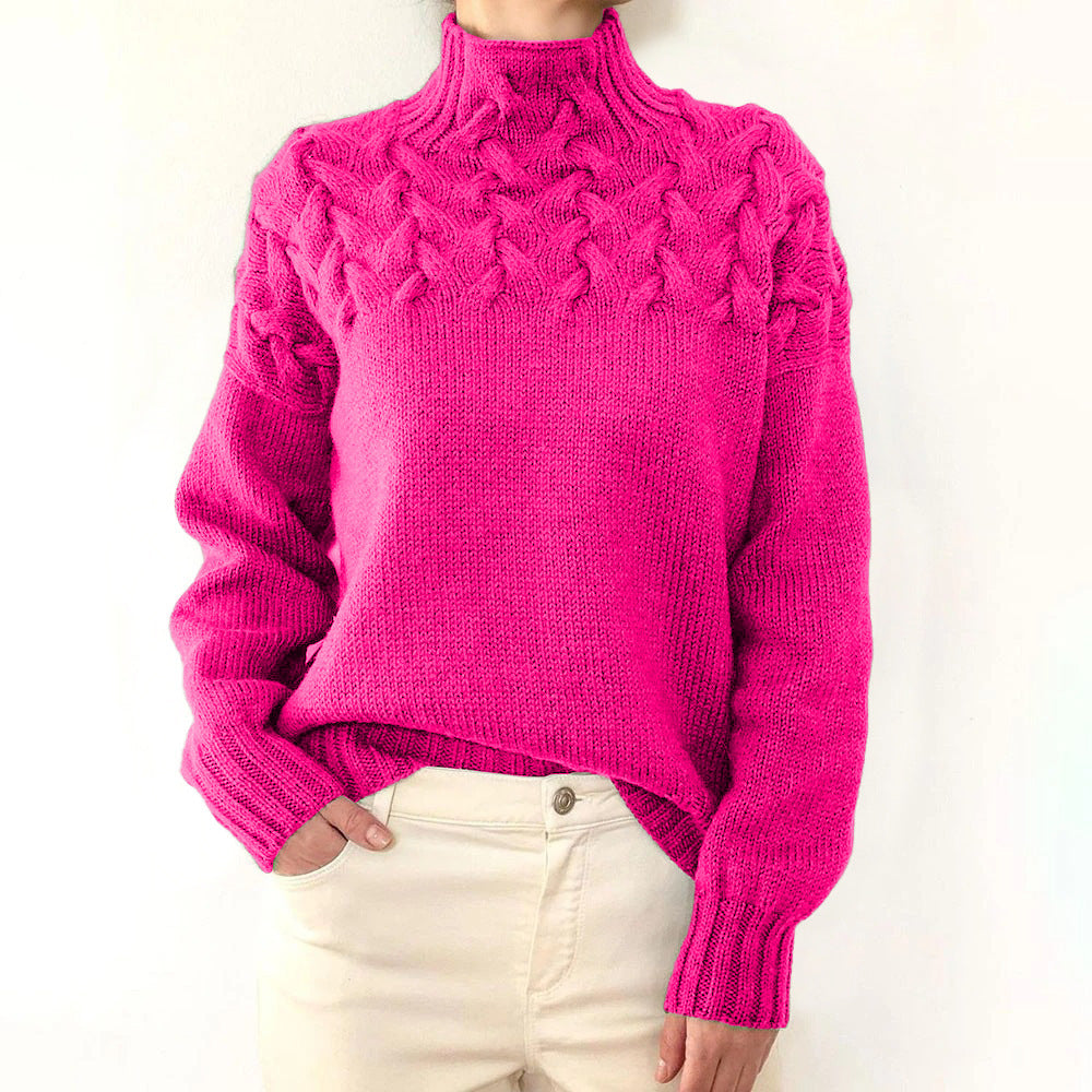 Sweater elegant knit cable-knit turtleneck for women | Ameliane -9