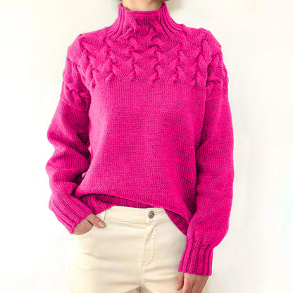 Sweater elegant knit cable-knit turtleneck for women | Ameliane -9