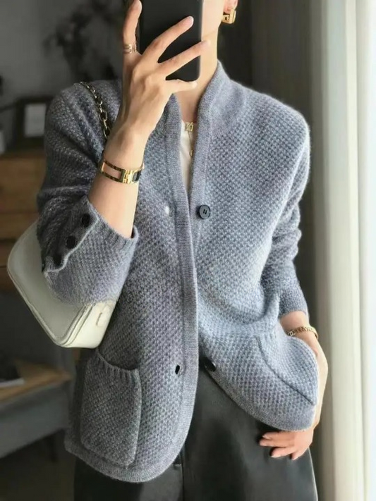 Timeless button-up graceful fit cardigan for women | Elowen -1