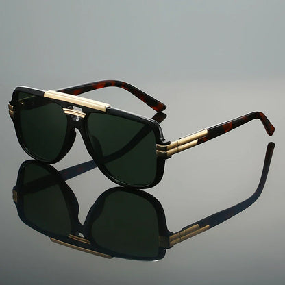 Oversized square aviator metal accents sunglasses for men | Caelum -3