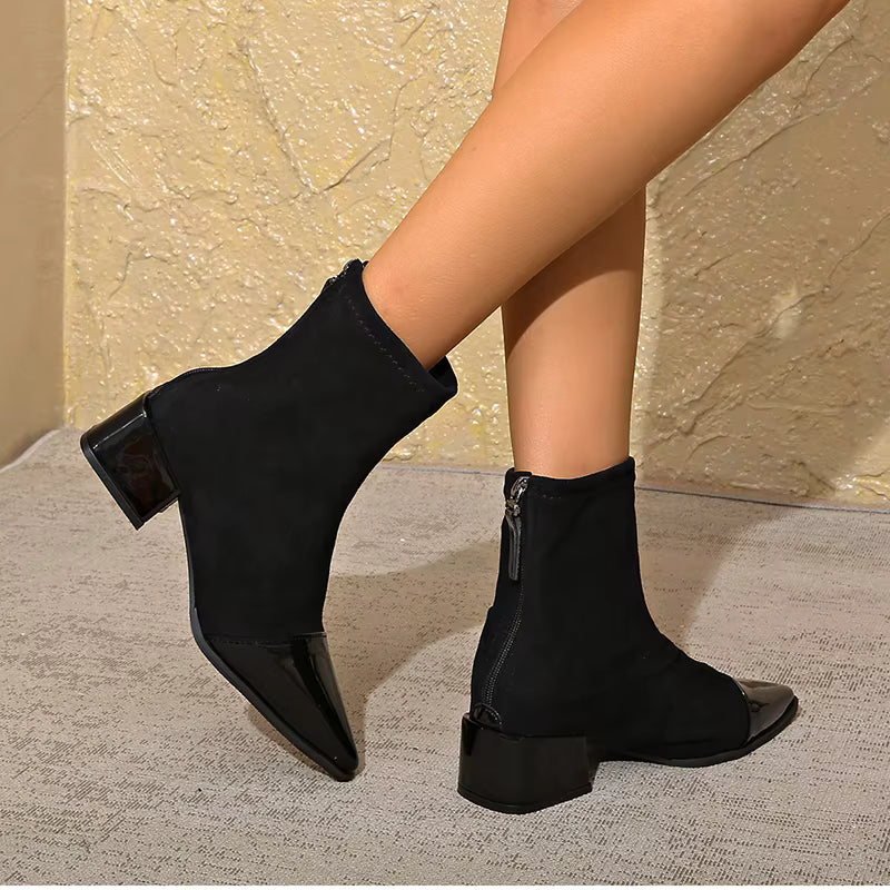 Refined ankle block heel modern boots for women | Selene -12
