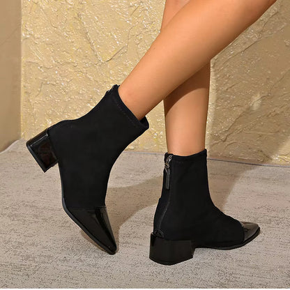 Refined ankle block heel modern boots for women | Selene -12