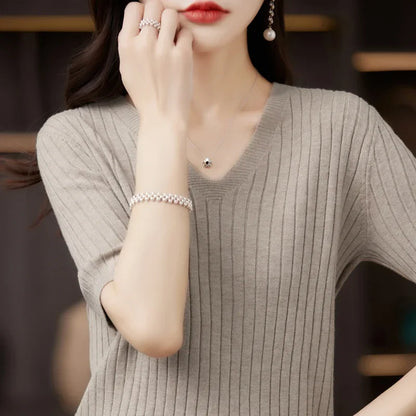 Knit V-neck sweater for women | Elisa -15