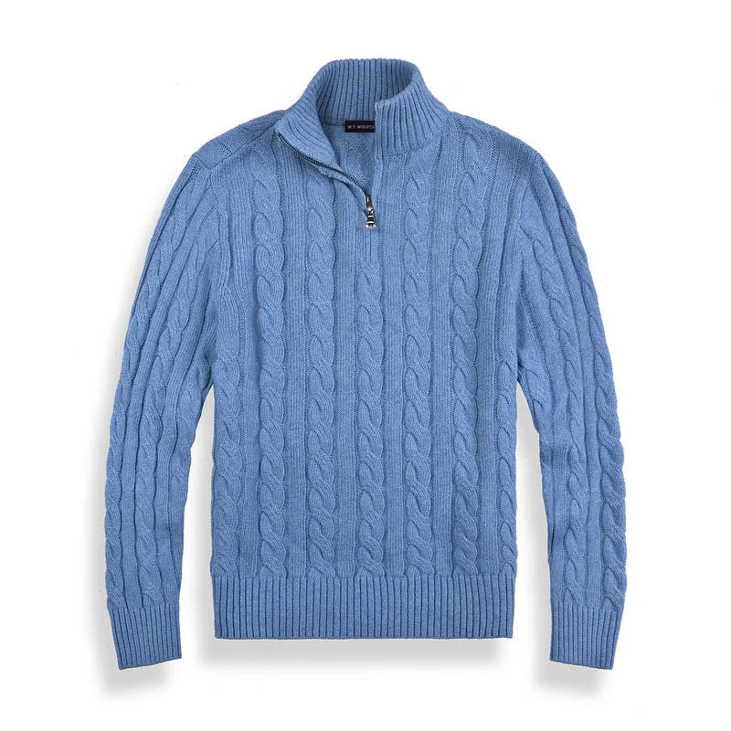 Knit cable-knit quart zip sweater for men | Henri -3