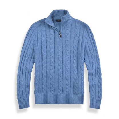 Knit cable-knit quart zip sweater for men | Henri -3