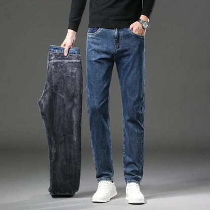 Fleece lined classic denim jeans for men | Kellan -2