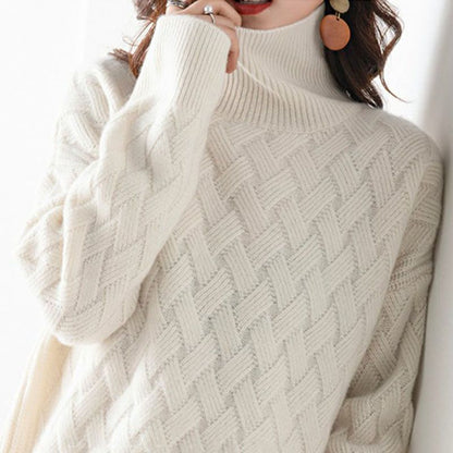 Oversized knit sweater turtleneck for women | Elowen -4