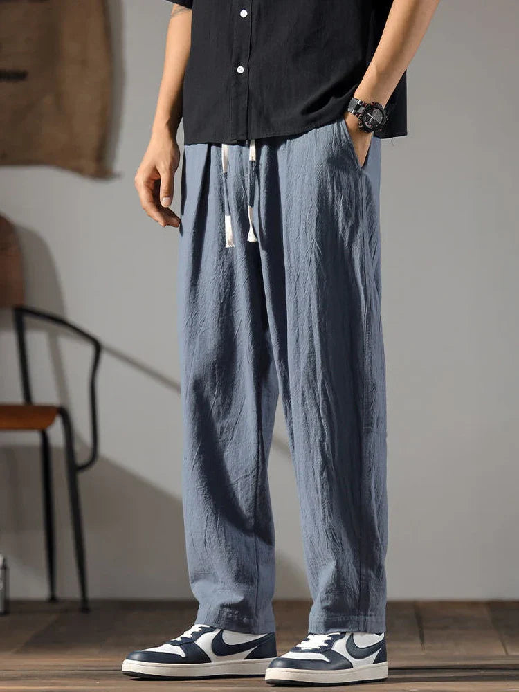 Relaxed drawcord straight leg pants for men | Solen -4