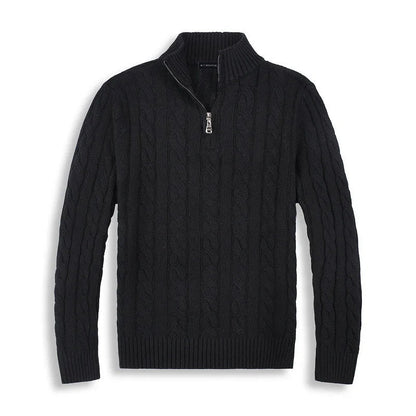 Knit cable-knit quart zip sweater for men | Henri -5