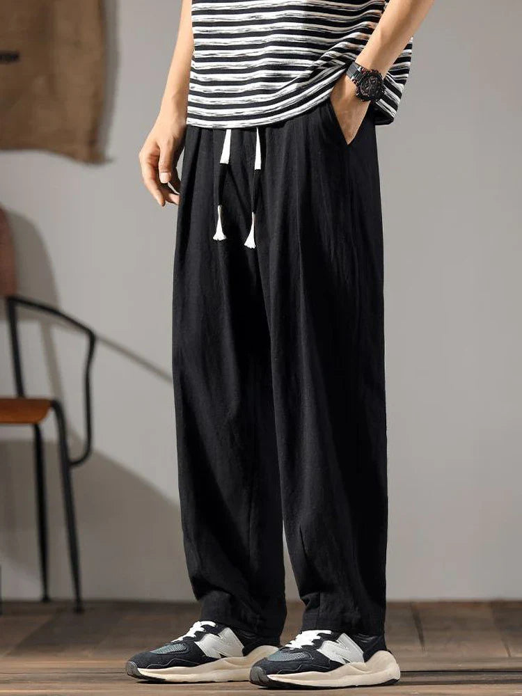 Relaxed drawcord straight leg pants for men | Solen -6
