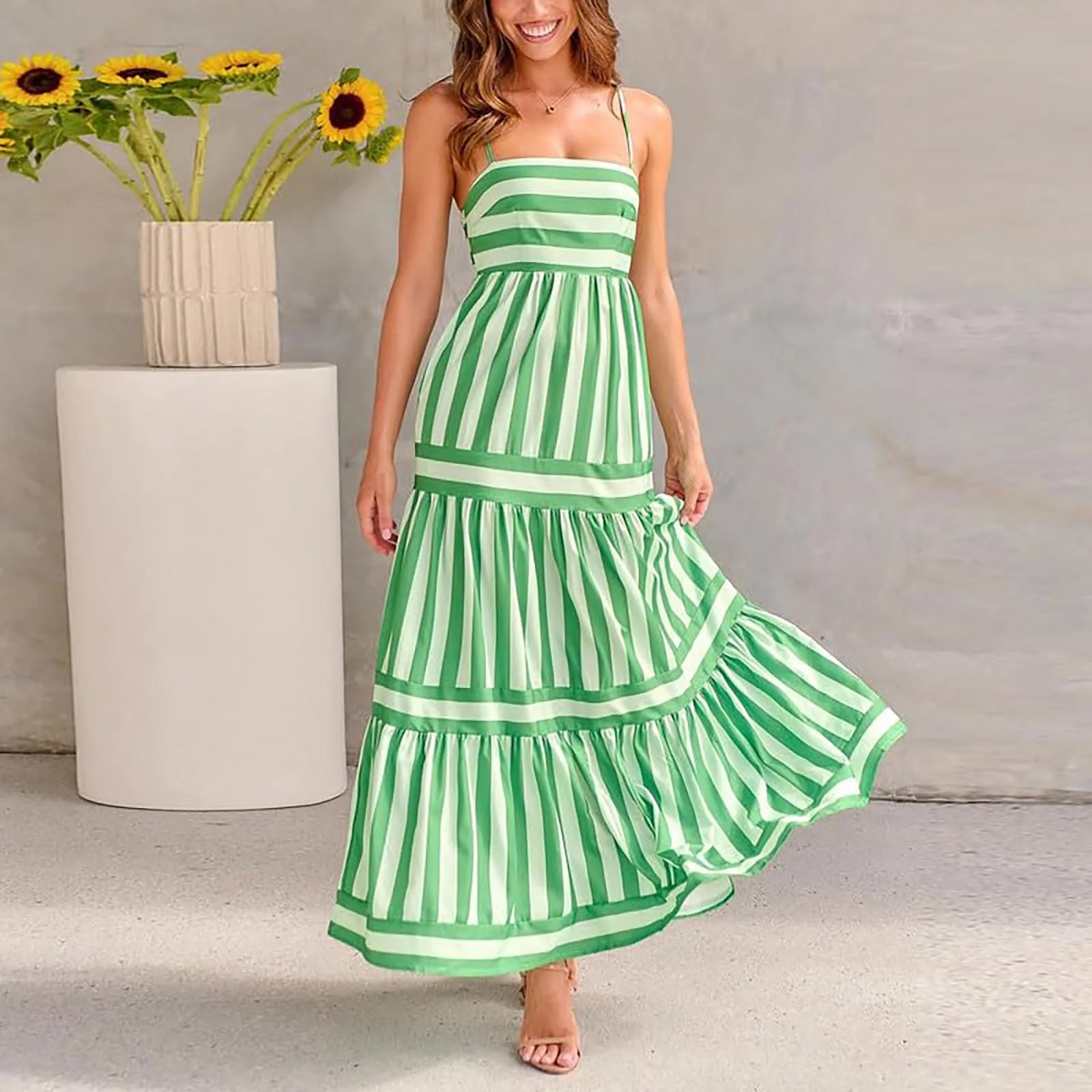 Summer stripes vibrant dress for women -3