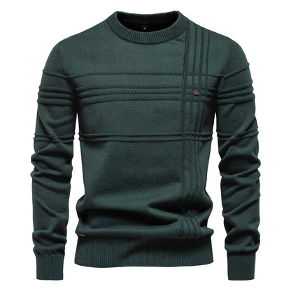 Crew neck cotton solid sweater for men | Adrien -4