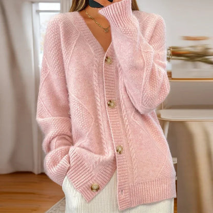 Feminine knit cable-knit flowy cut cardigan for women | Althea -1