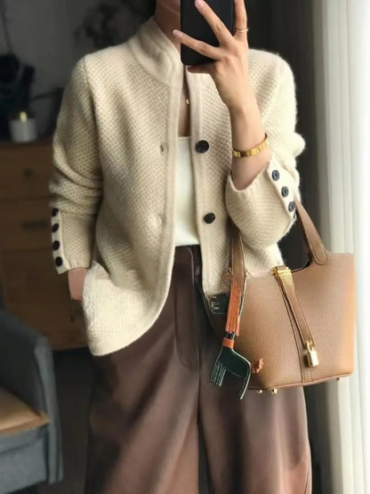 Timeless button-up graceful fit cardigan for women | Elowen -2