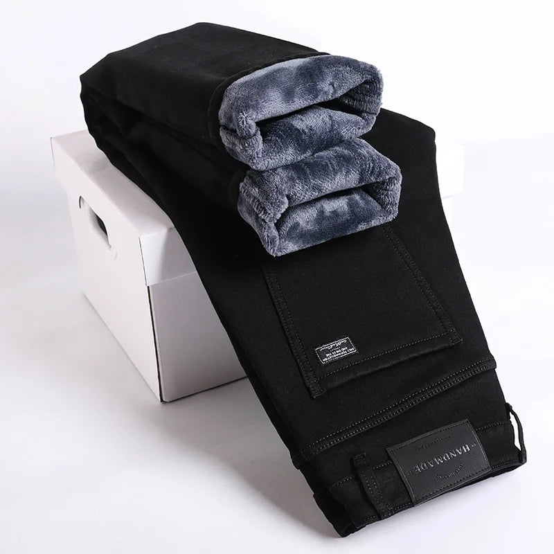 Fleece lined classic denim jeans for men | Kellan -4