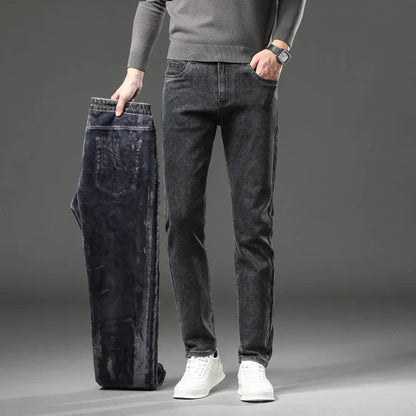 Fleece lined classic denim jeans for men | Kellan -7