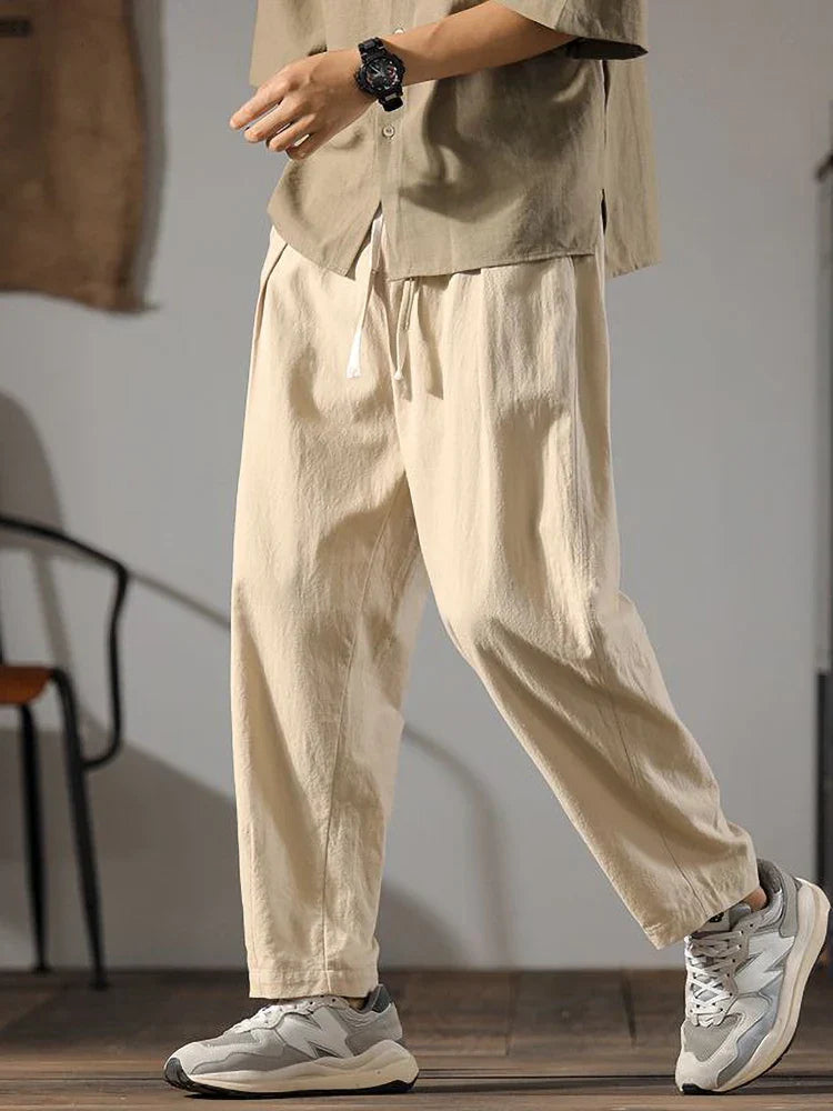 Relaxed drawcord straight leg pants for men | Solen -1