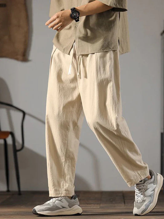 Relaxed drawcord straight leg pants for men | Solen -1
