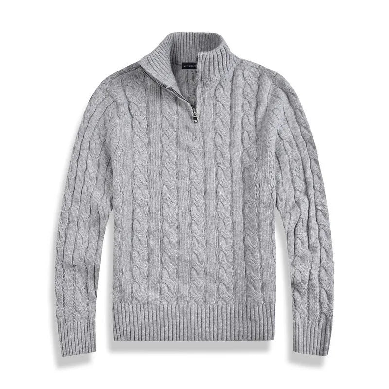 Knit cable-knit quart zip sweater for men | Henri -1