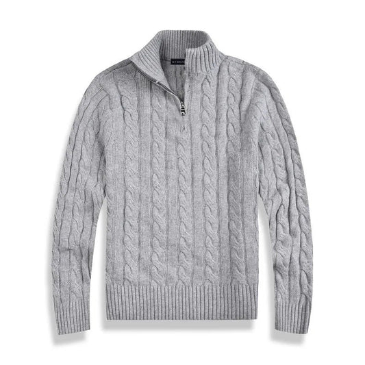 Knit cable-knit quart zip sweater for men | Henri -1