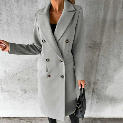 Long wool double boutonnage pending coat for women | Hailey -3