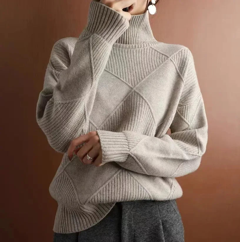 Allegra diamond knit cashmere sweater for women | Celestine -3