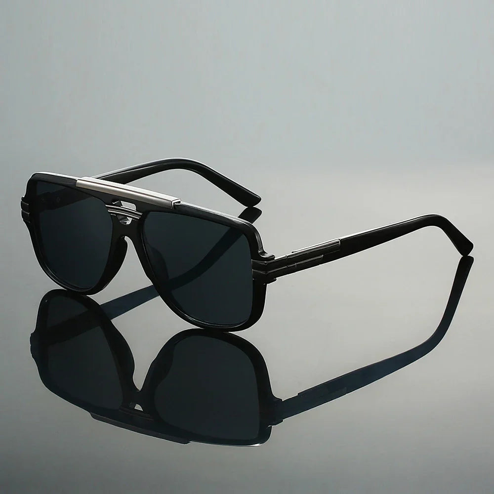 Oversized square aviator metal accents sunglasses for men | Caelum -5