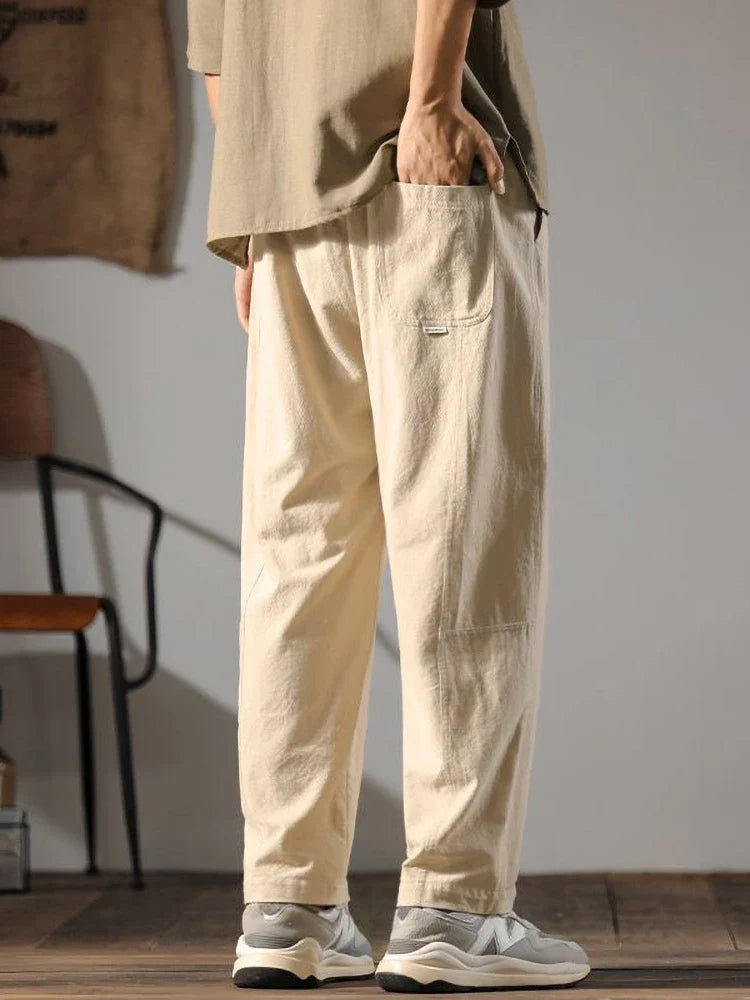 Relaxed drawcord straight leg pants for men | Solen -3