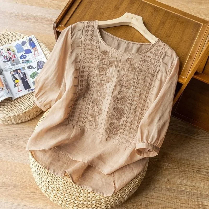 Cotton embroidered blouse for women | Laurette -4