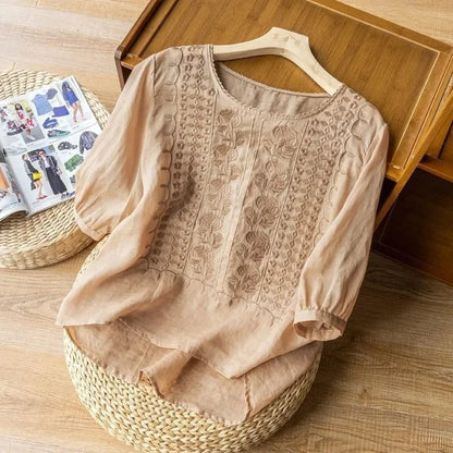 Cotton embroidered blouse for women | Laurette -4