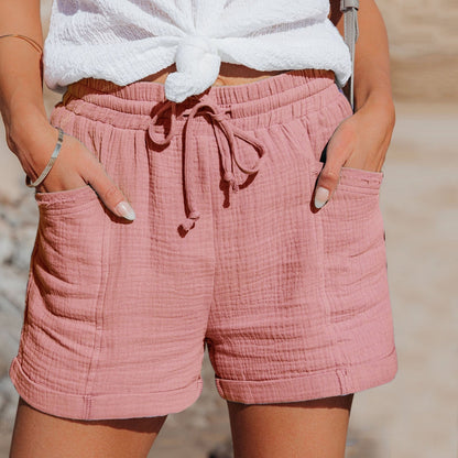 Casual drawstring shorts for women | Cassia -5