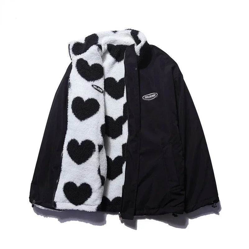 Reversible pattern heart jacket for women | Amelina -17