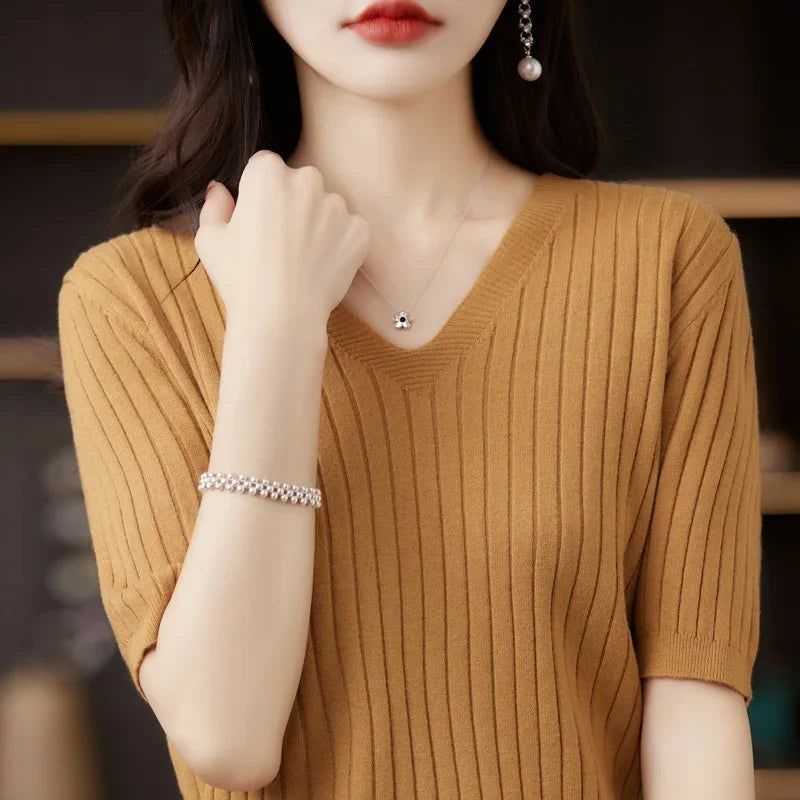 Knit V-neck sweater for women | Elisa -8