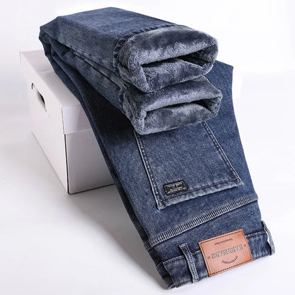 Fleece lined classic denim jeans for men | Kellan -1