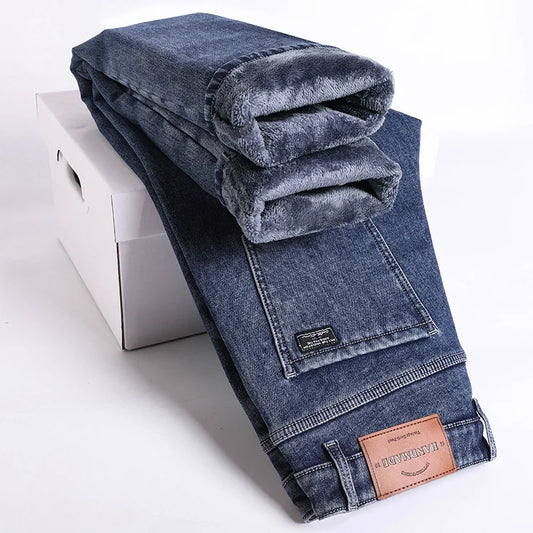 Fleece lined classic denim jeans for men | Kellan -1