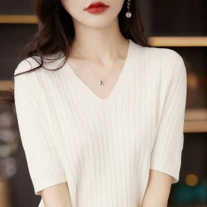 Knit V-neck sweater for women | Elisa -7
