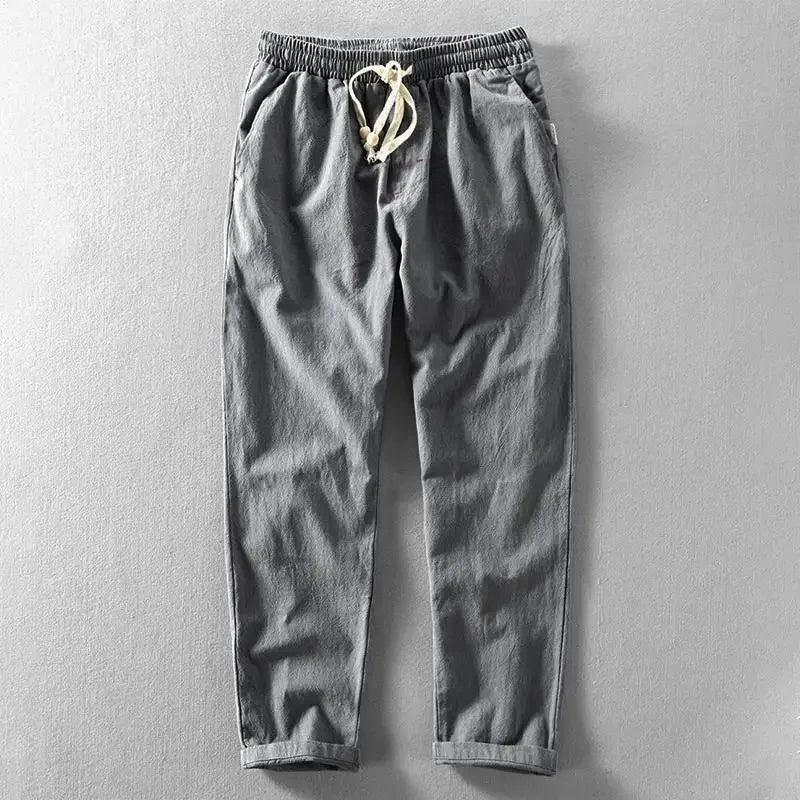 Jogging comfortable cotton linen trousers for men | Tony -4