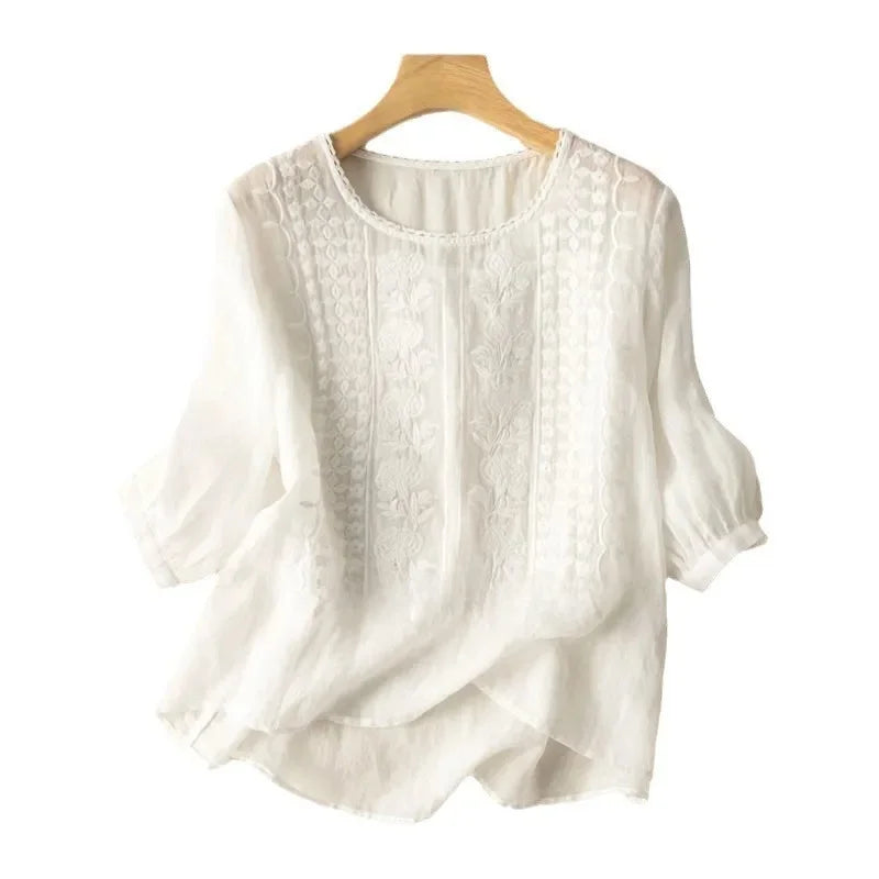 Cotton embroidered blouse for women | Laurette -3