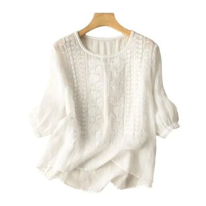 Cotton embroidered blouse for women | Laurette -3