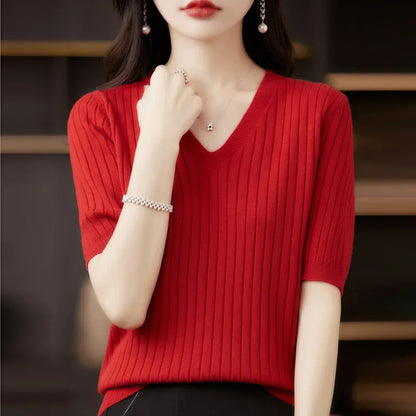 Knit V-neck sweater for women | Elisa -5