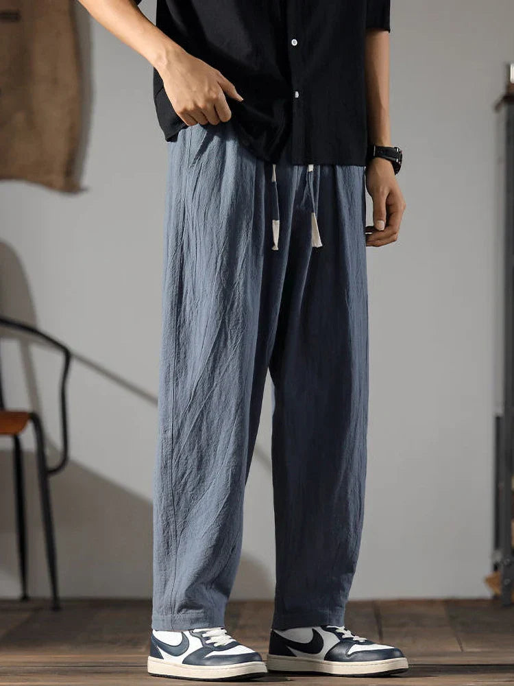 Relaxed drawcord straight leg pants for men | Solen -5